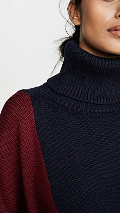 Shop Monse Extended Bi Color Knit In Midnight/burgundy