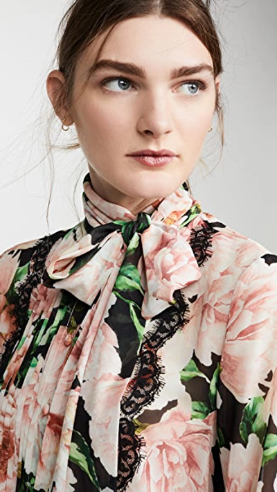Shop Costarellos Printed Georgette Bow-tie Blouse In Multi Pink