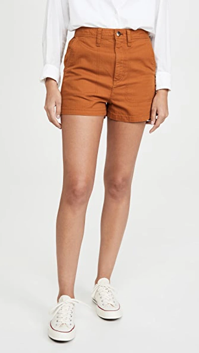 Shop Madewell Camp Shorts In Burnt Sienna