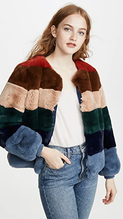 Shop Apparis Louise Faux Fur Jacket In Multicolor