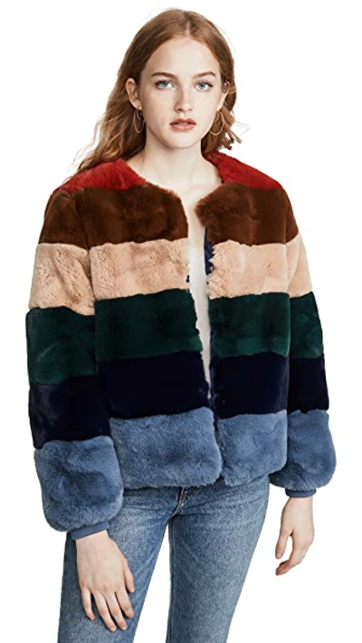 Shop Apparis Louise Faux Fur Jacket In Multicolor