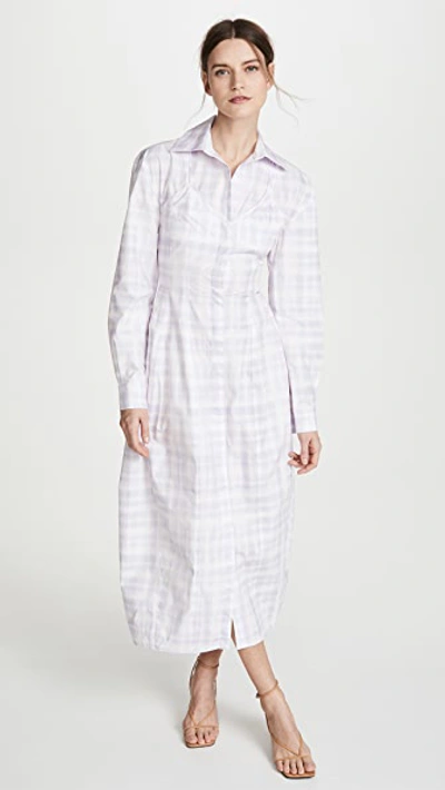 Shop Jacquemus The Valensole Dress In Print Purple Checked