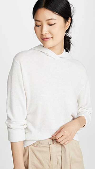 Shop Vince Cashmere Overlap Hoodie In Heather White