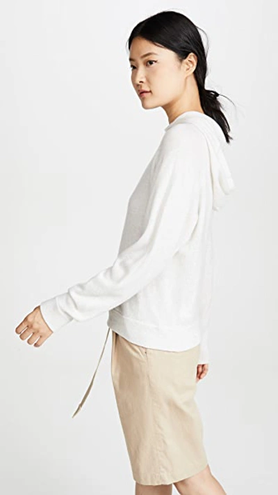 Shop Vince Cashmere Overlap Hoodie In Heather White