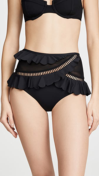 black ruffle bathing suit bottoms