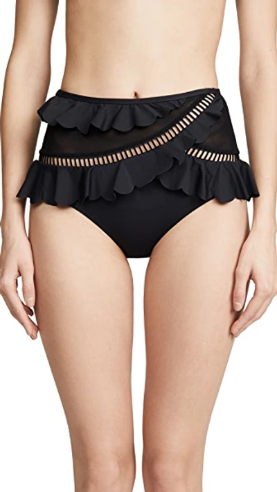 Shop Zimmermann Edie Frill High Waisted Bikini Bottoms In Black