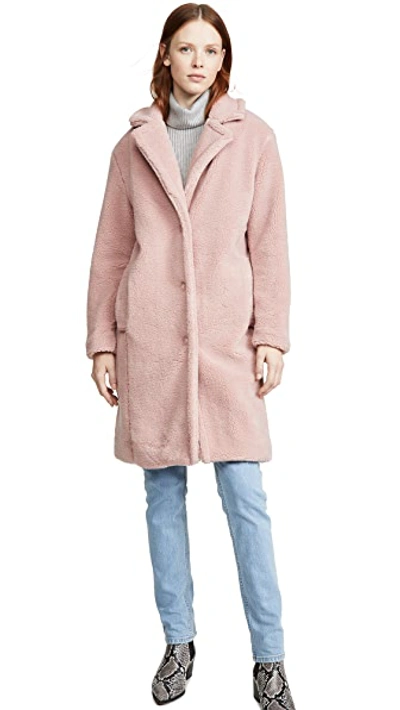 Shop Wayf Rosebud Cocoon Coat In Blush Shearling