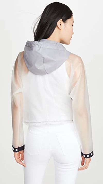 Shop Hunter Vinyl Crop Smock Colorblocked Raincoat In White/navy/limpit