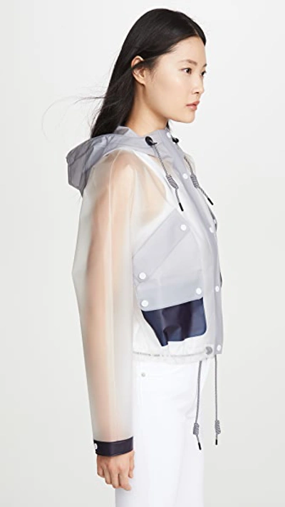 Shop Hunter Vinyl Crop Smock Colorblocked Raincoat In White/navy/limpit