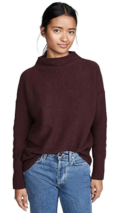 Shop Vince Funnel Neck Cashmere Pullover In H. Dahlia Wine