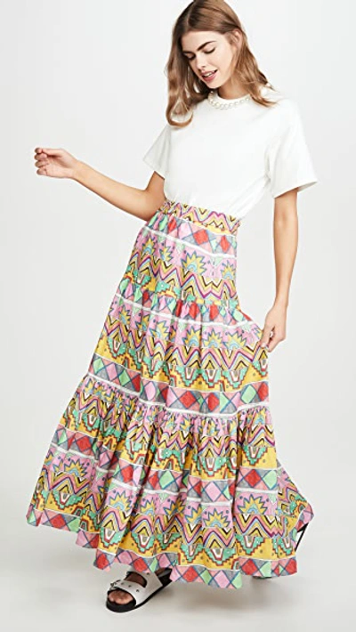 Shop Mira Mikati Maxi Three Panel Skirt In Multi