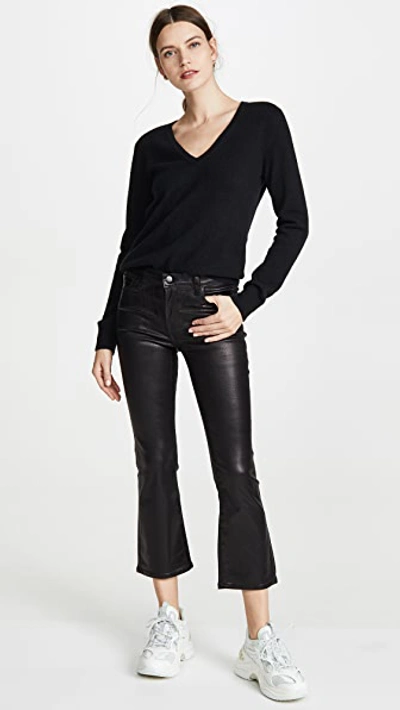 Shop J Brand Selena Mid Rise Crop Bootcut Jeans In Galactic Black