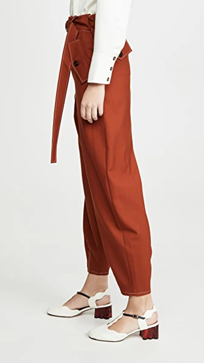 Shop Marni Belted Trousers In Brick