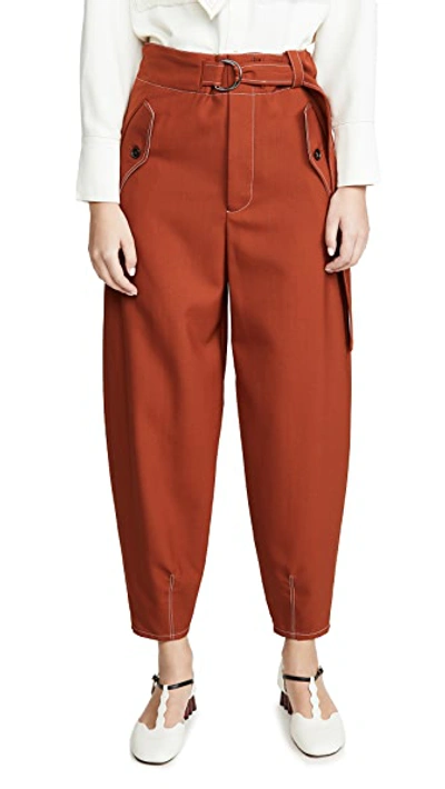 Shop Marni Belted Trousers In Brick