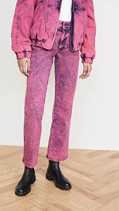 Shop Stella Mccartney Mid-rise Crop Neon Jeans In Pink Galaxy