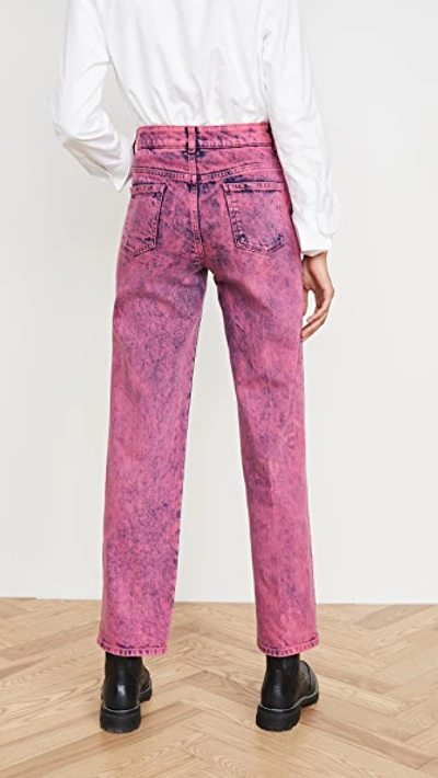 Shop Stella Mccartney Mid-rise Crop Neon Jeans In Pink Galaxy