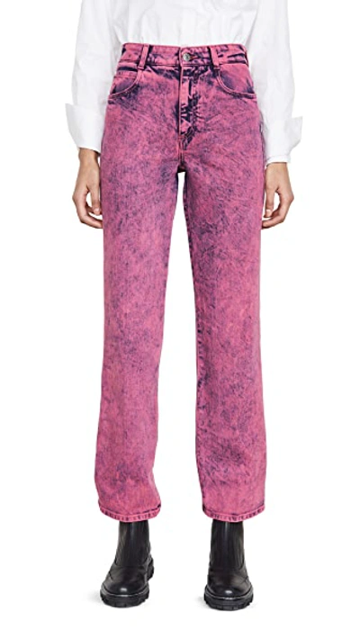 Shop Stella Mccartney Mid-rise Crop Neon Jeans In Pink Galaxy