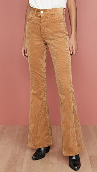 Shop Re/done 70s Ultra High Rise Bell Bottoms In Camel