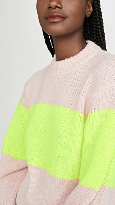 Shop Tibi Cropped Alpaca Pullover In Pale Blush/lemon Yellow Multi