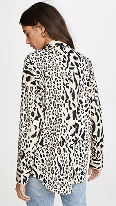 Shop Atm Anthony Thomas Melillo Leopard Print Boyfriend Shirt In Camel/black