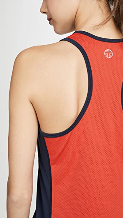 Shop Tory Sport Performance Mesh Back Tank In Tory Navy/red