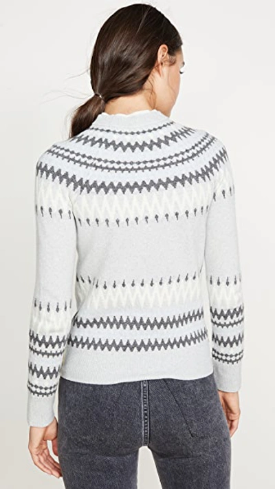 Shop Adam Lippes Cashmere Fair Isle Crew Sweater In Light Grey Multi
