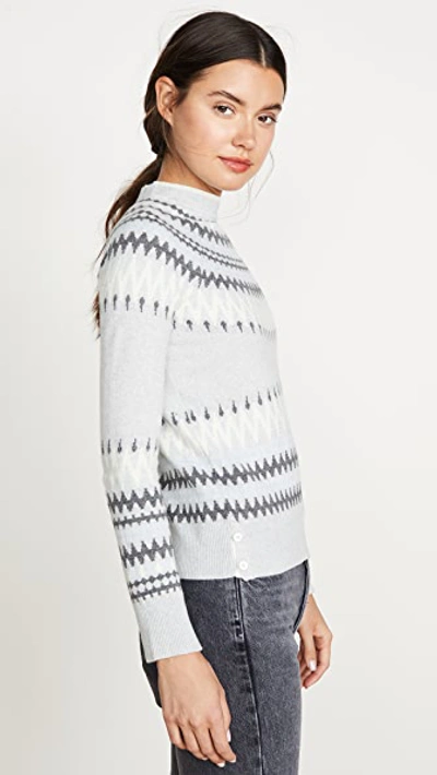 Shop Adam Lippes Cashmere Fair Isle Crew Sweater In Light Grey Multi