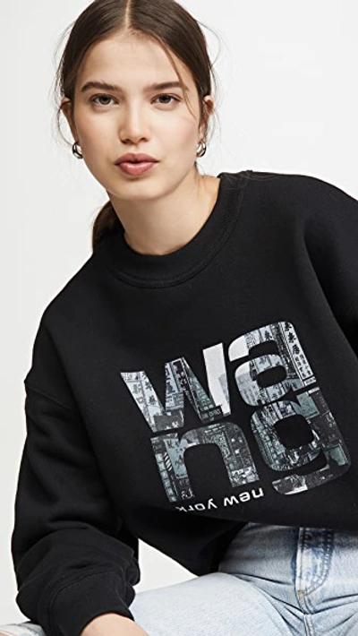 Shop Alexander Wang Heavy Terry Graphic Sweatshirt In Black