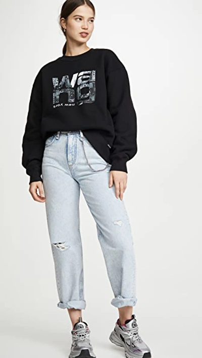 Shop Alexander Wang Heavy Terry Graphic Sweatshirt In Black