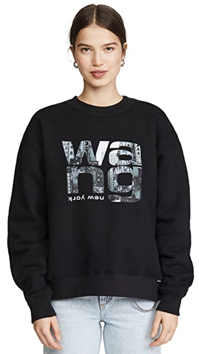 Shop Alexander Wang Heavy Terry Graphic Sweatshirt In Black