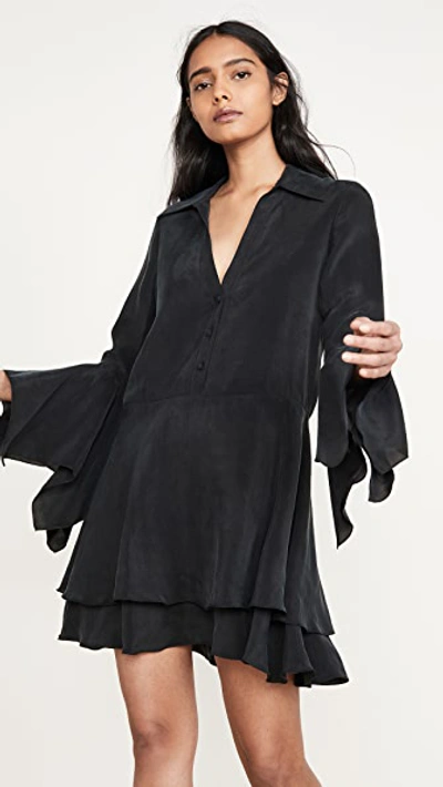 Shop Alice And Olivia Priscilla Button Down Shirt Dress In Black