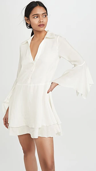 Shop Alice And Olivia Priscilla Button Down Shirt Dress In Off White