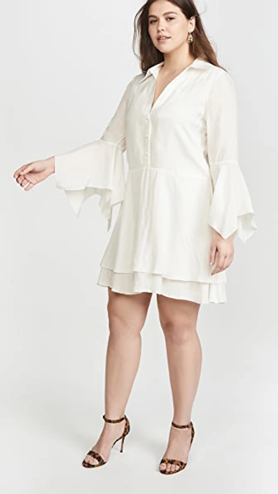 Shop Alice And Olivia Priscilla Button Down Shirt Dress In Off White