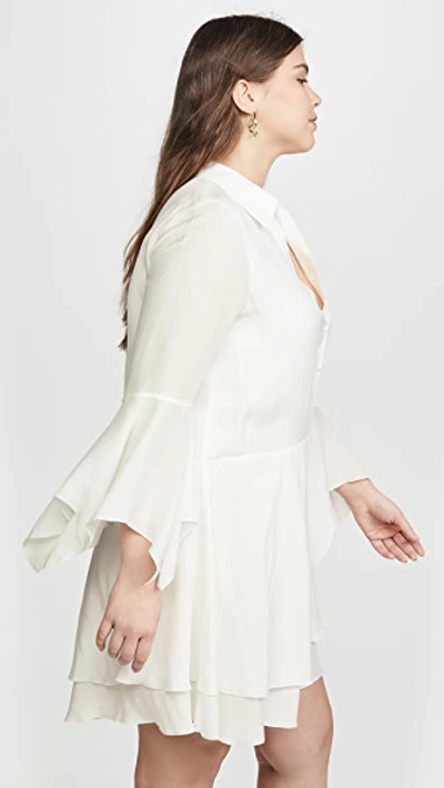 Shop Alice And Olivia Priscilla Button Down Shirt Dress In Off White