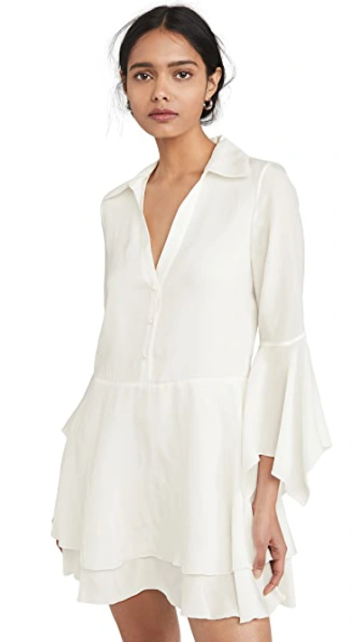 Shop Alice And Olivia Priscilla Button Down Shirt Dress In Off White