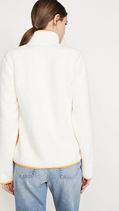 Shop Tory Sport Sherpa Fleece Jacket In Snow White/warm Sun