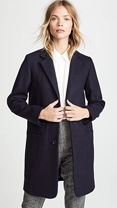 Shop A.p.c. Carver Coat In Marine Chine