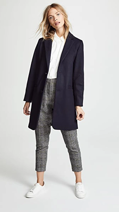 Shop A.p.c. Carver Coat In Marine Chine