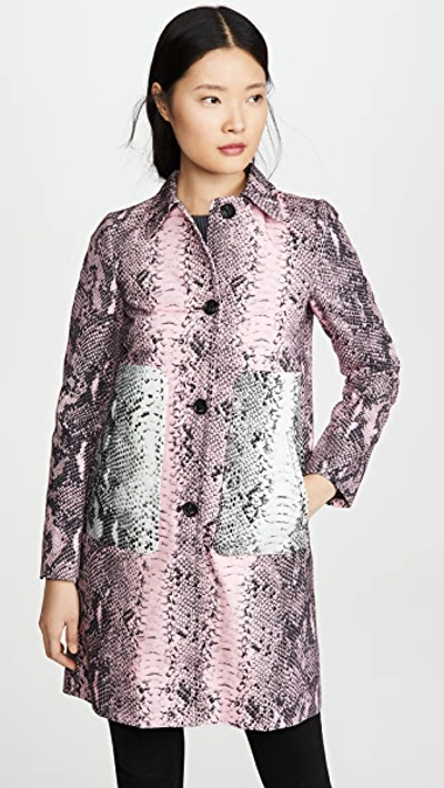 Shop N°21 Snake Print Trench In Pink/blue