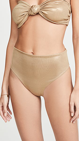 gold high waisted bikini bottoms