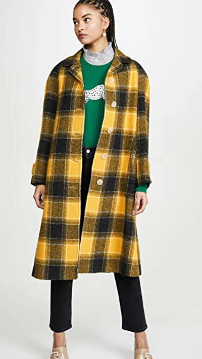 Shop Alexa Chung Raglan Sleeve Coat In Coal/amber