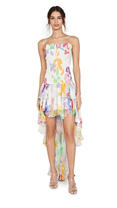 Shop Caroline Constas Lola Smocked Dress In White Multi