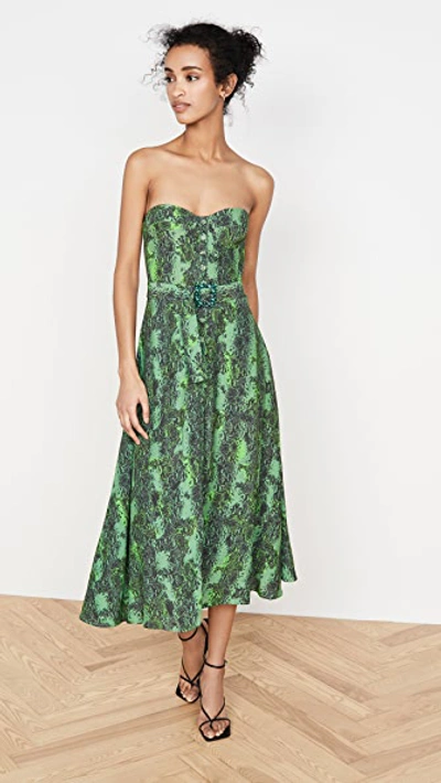 Shop Rotate Birger Christensen Peggy Dress In Stone Green Combo