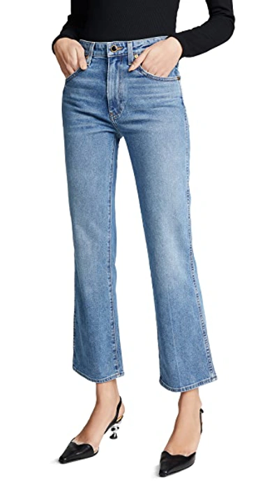 Shop Khaite Vivian New Bootcut Flare Jeans Vintage Blue