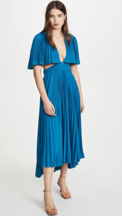 Shop Amur Dara Dress In Ocean Blue