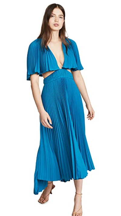 Shop Amur Dara Dress In Ocean Blue