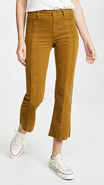 Shop Ag The Paneled Quinne Crop Pants In Mustard Gold