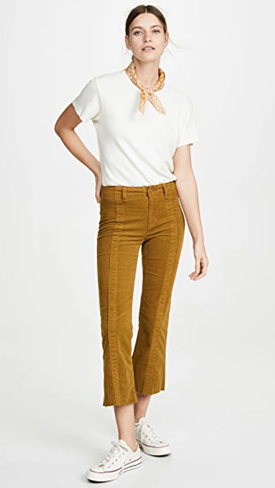 Shop Ag The Paneled Quinne Crop Pants In Mustard Gold