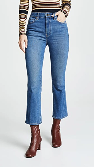 Shop Khaite Benny Crop Flare Jeans In Napa