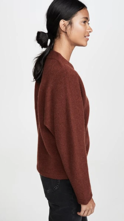 Shop Vince V Neck Cashmere Dolman Sweater In Cherry Mahogany